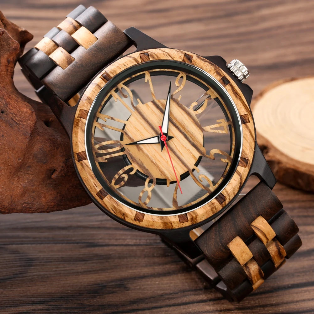 Transparent Hollow Wooden Watch