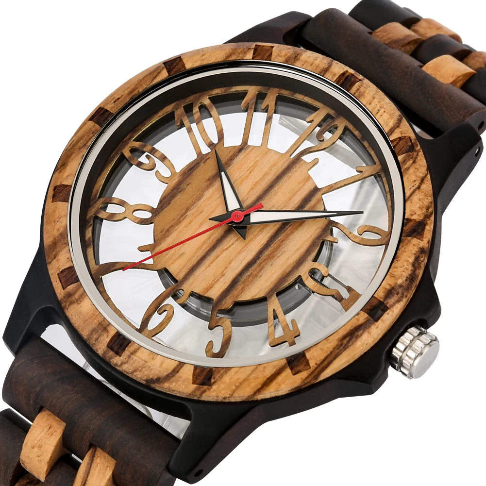 Transparent Hollow Wooden Watch